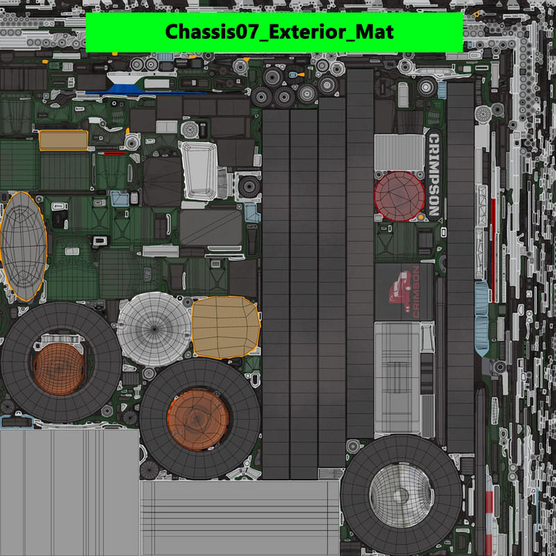 Heavy Truck Chassis 07 Green URP HDRP Textures