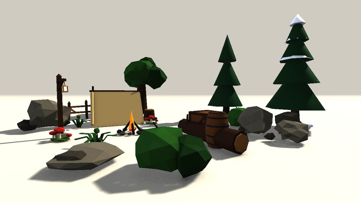 3D Environment Pack - 62 Low Poly Props, 8 Themes