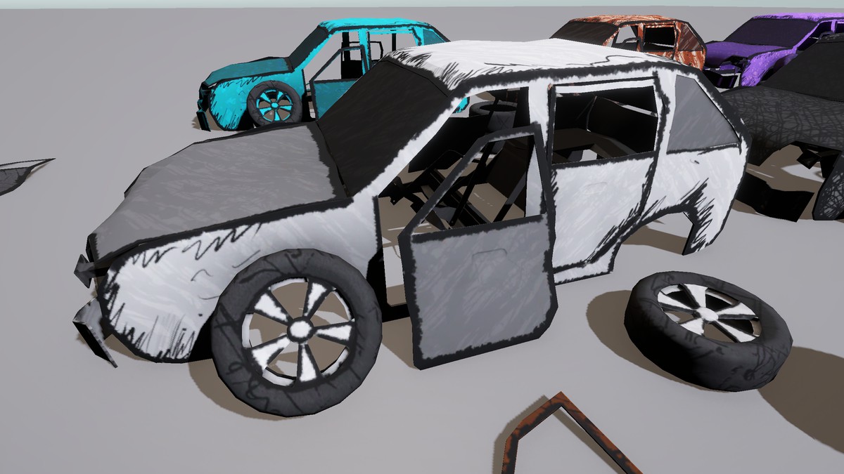 Broken Cars 3D : Hand drawn style