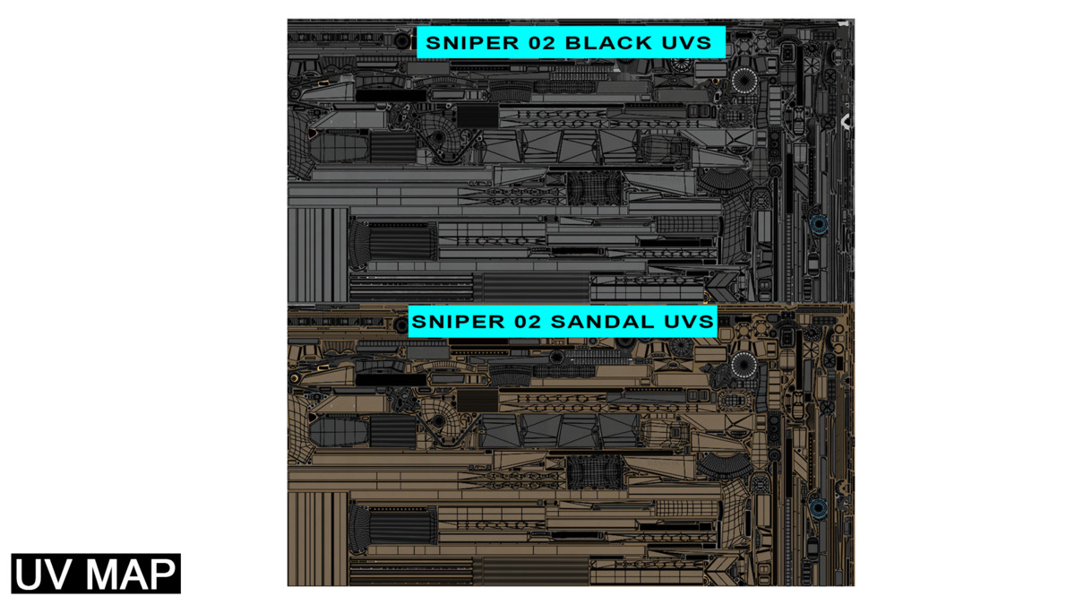 Sniper Rifle 02 Black and Sandal Single Map URP HDRP