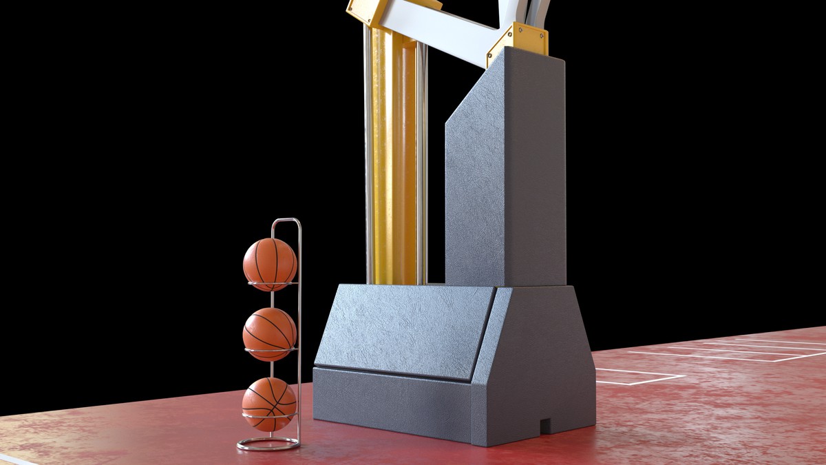 Basketball Court Set with Backboard, Hoop, Parquet, Balls, Digital Timer, Screen