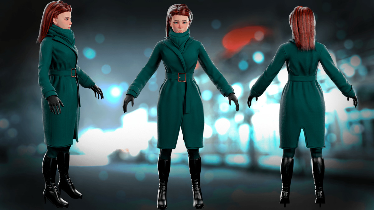 Office Winter Woman – Modular Game Character