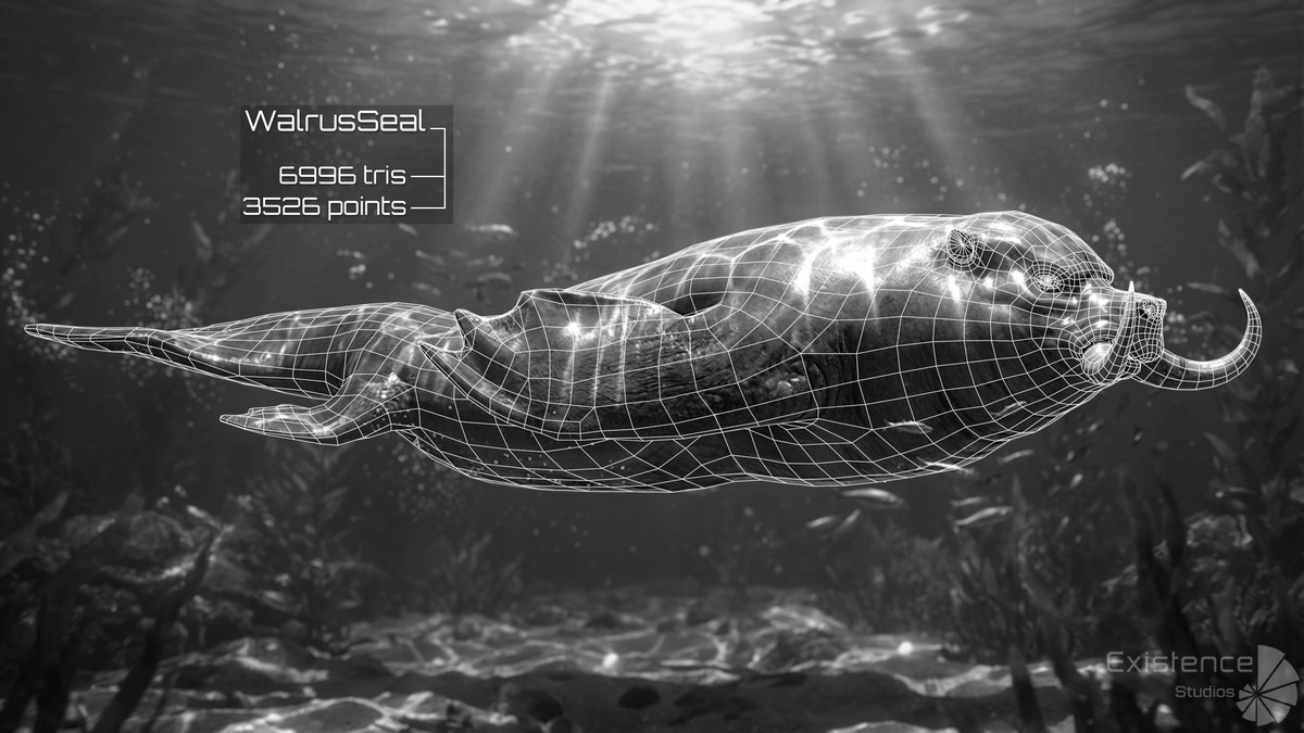 Underwater Creatures Pack 4 - WalrusSeal, Spider, Turtle, Worm, Dolphin & Remora