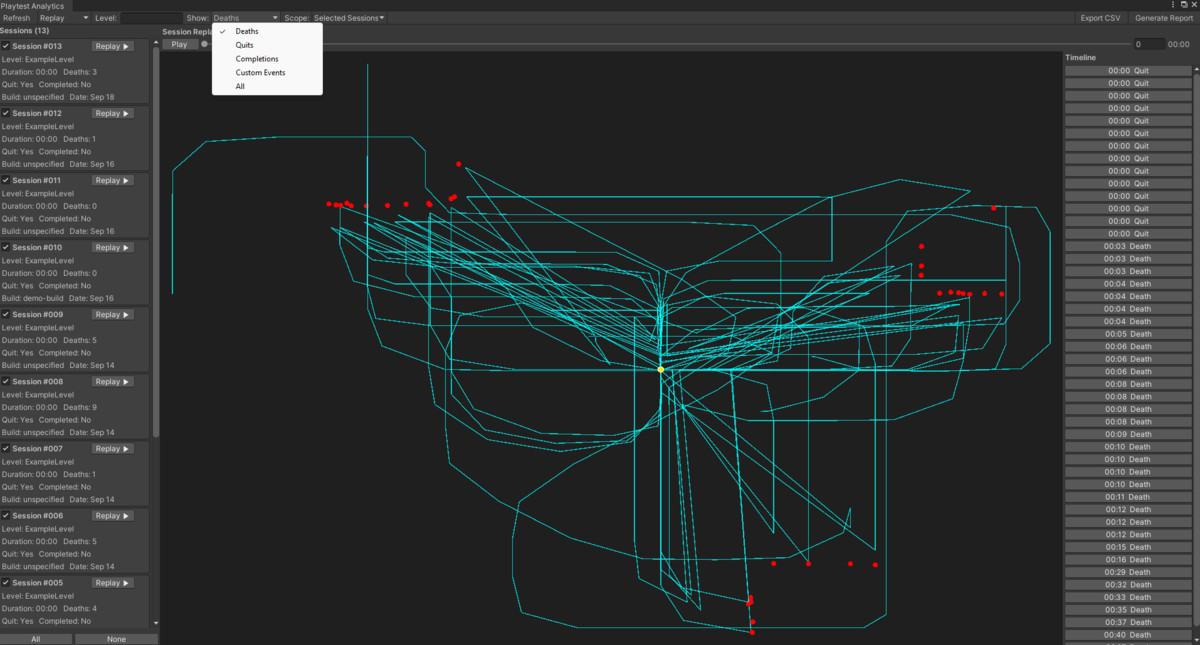 Playtest Analytics — Local Heatmaps, Session Replay & Reports