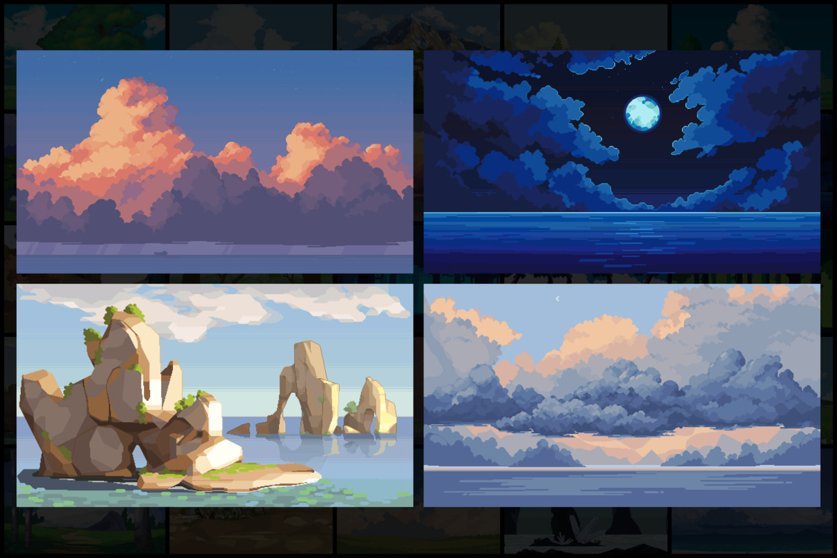 56 Nature Backgrounds Pixel Art