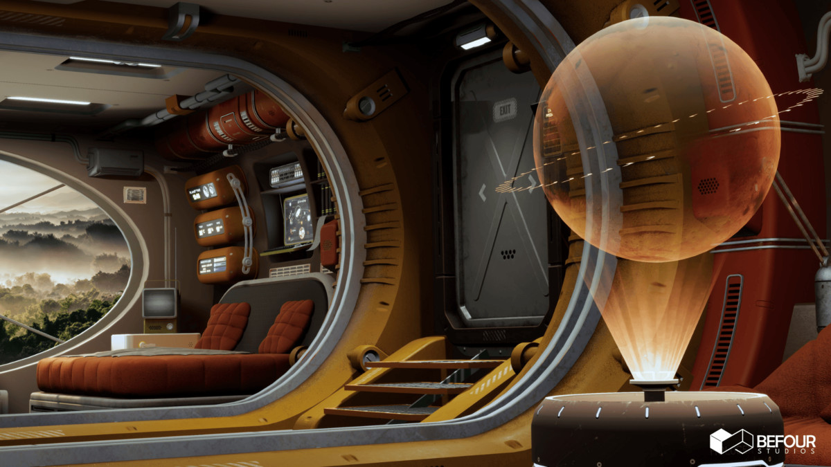 Retro Sci-Fi Research Cabin Environment