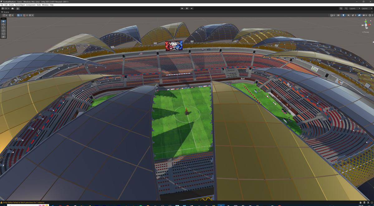 Modular Soccer Football Stadium Arena With 4 Roofs - Sport Environment 3d Level