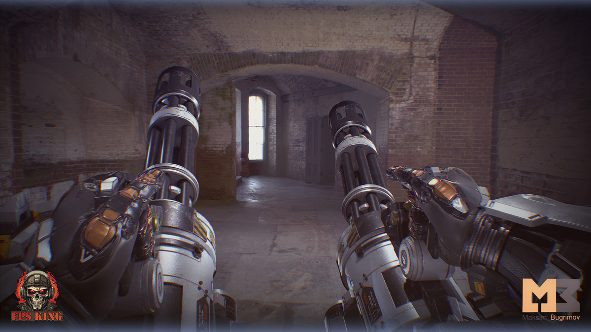 FPS Sci-Fi Hands Two Gatlings