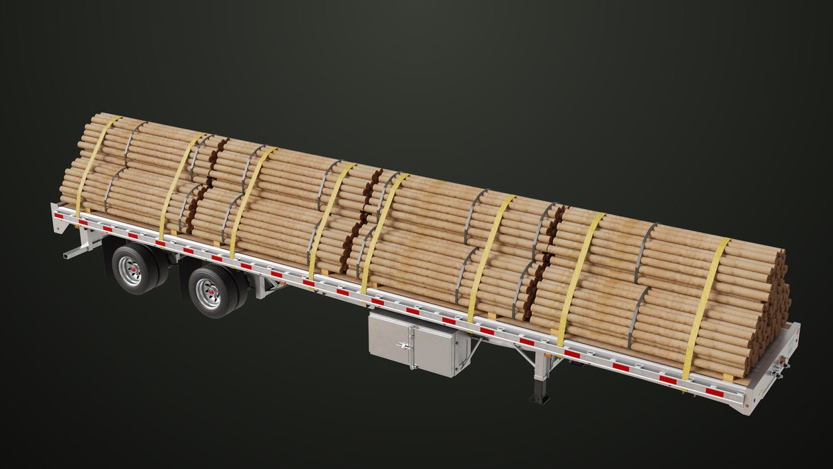 Heavy Truck 04 Flatbed Load Trailer URP HDRP Textures