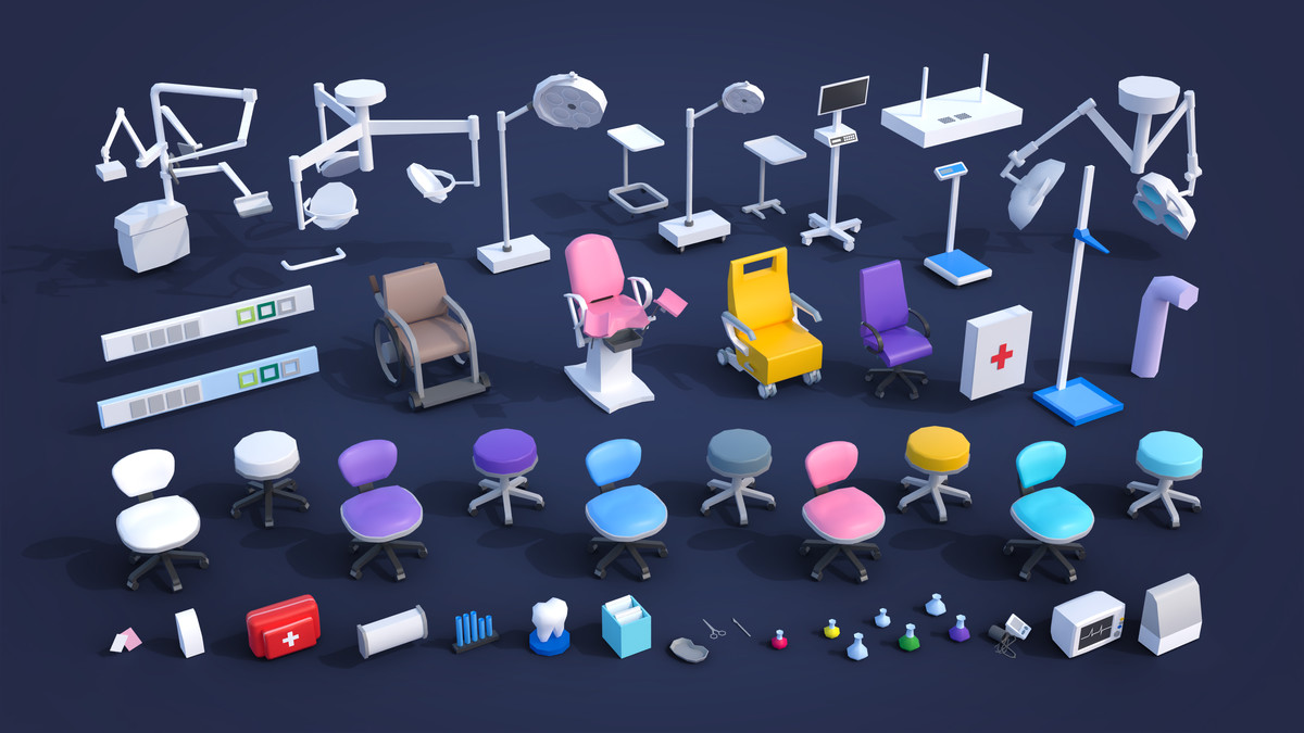 Hospital 3 - Low Poly 3D Models Pack