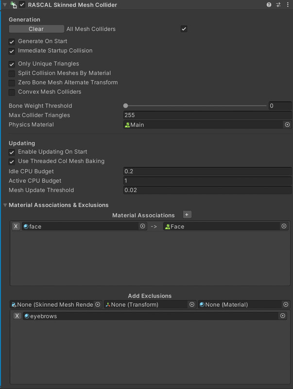 RASCAL Skinned Mesh Collider