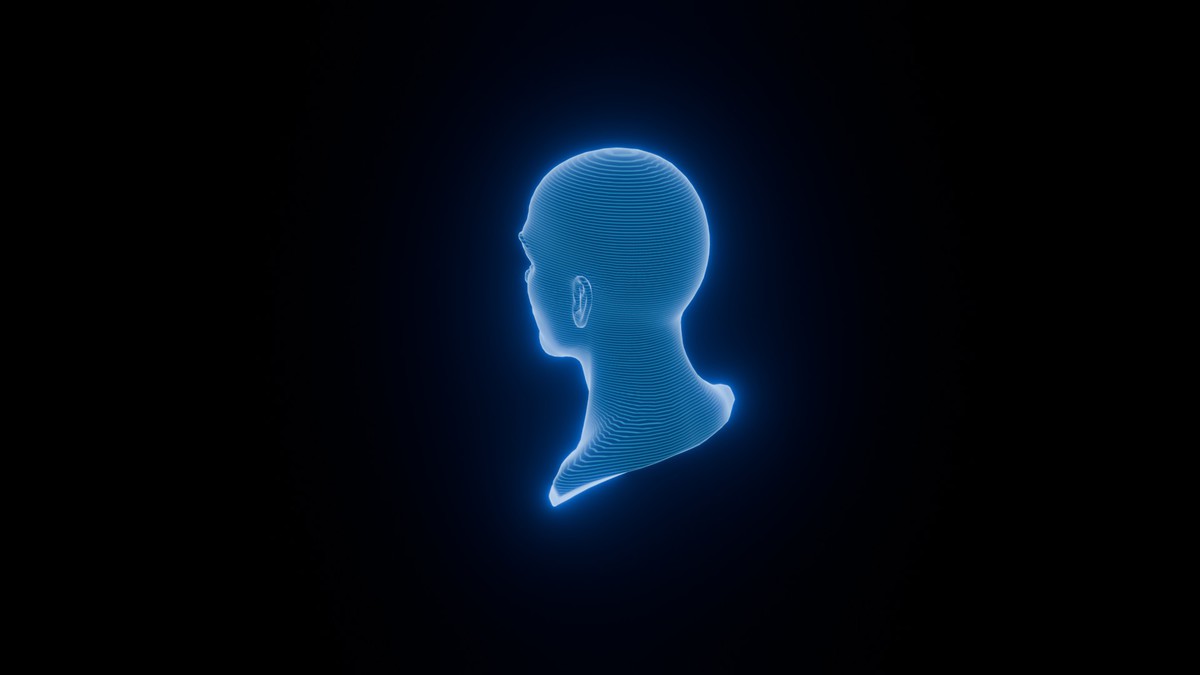 Anime Human Hologram Heads 3D Model Rigged with Facial Expressions