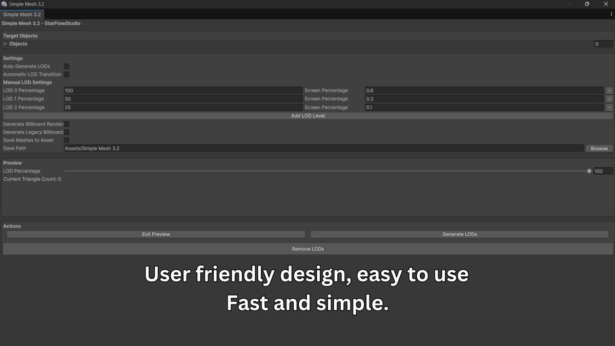 Simple Mesh - Mesh Simplifier and LOD Generator