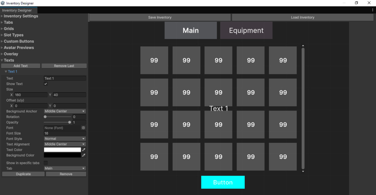 Advanced Inventory Designer