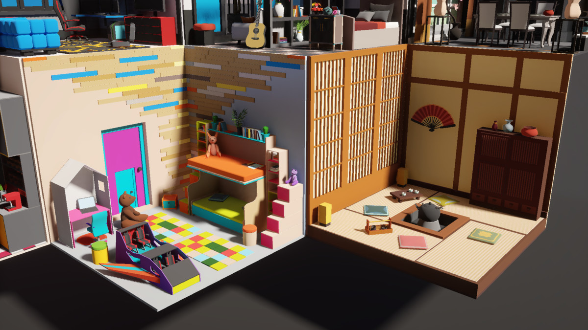 Low Poly 15 Rooms 1000+ objects Vol.1