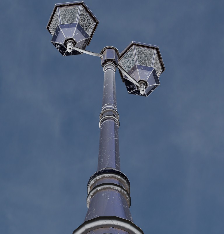 Ornate Double Street Lamp - 4 Texture Variants Pack