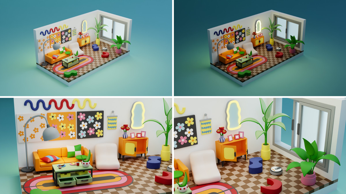 Cartoon Interactive Rooms & Furniture - Cozy Interior Pack 2