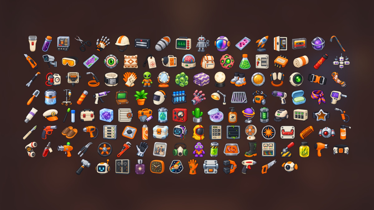 Sci-Fi Research Facility Space Station Medical Technology Icons Pack