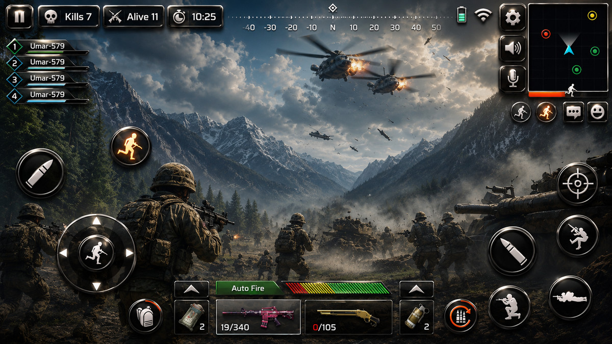 FPS Shooter Game UI Kit Complete Military HUD, Main Menu, Store, Mobile GUI