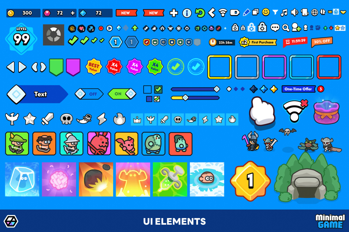 GUI Pro - Minimal Game Blue(+PSD)