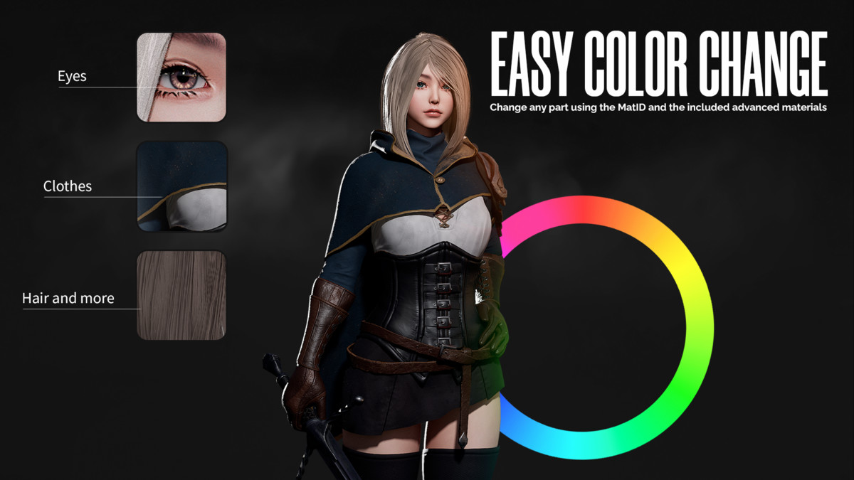 Swordsman Girl - RPG Dark Fantasy Modular Female