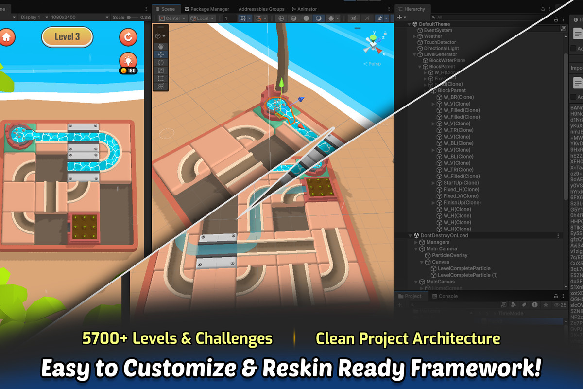 Water Flow 3D Puzzle Game - Complete Game Template (5,700+ Levels)