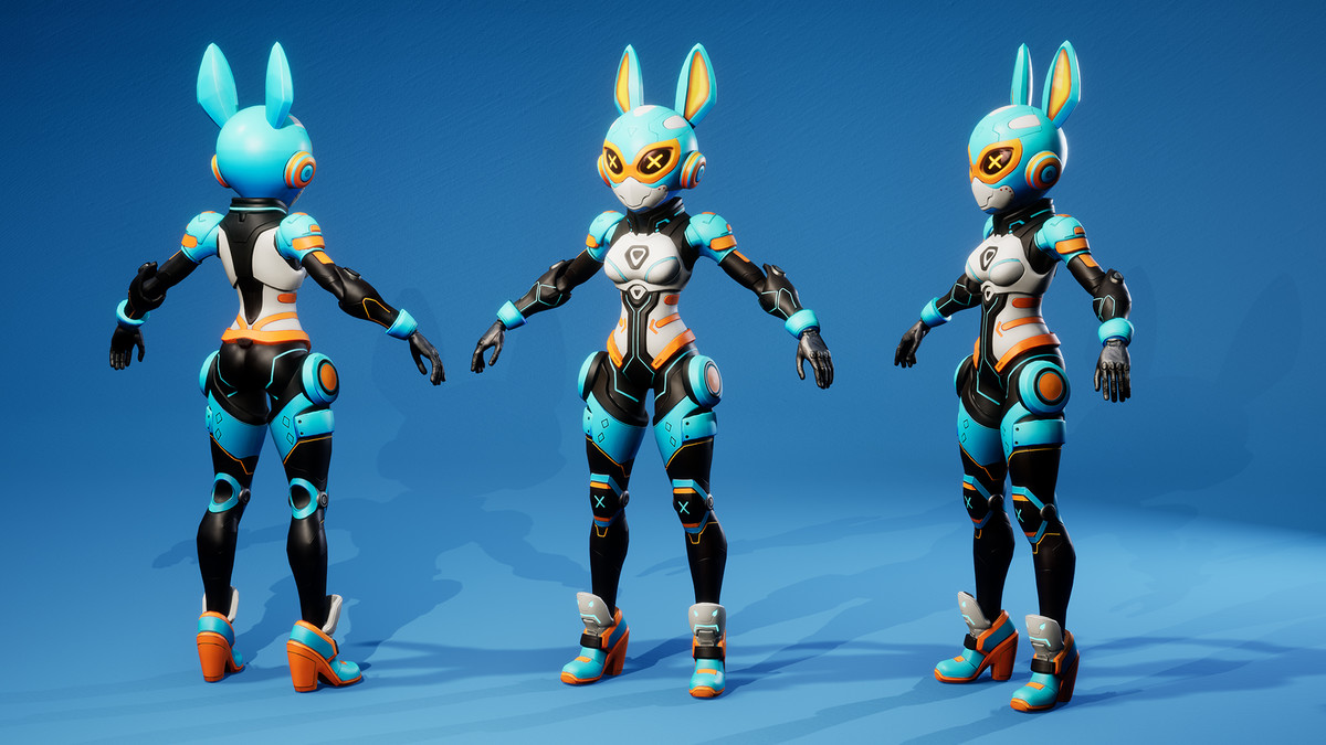 Cyber Bunny Android Sci-Fi Girl 4 – Stylized Character