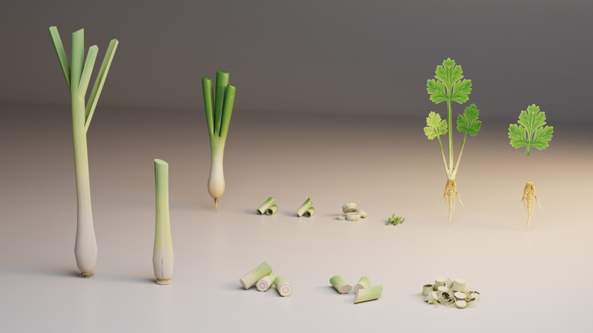 Stylized Asian Vegetable 3D Model Pack – Modular Low Poly Set