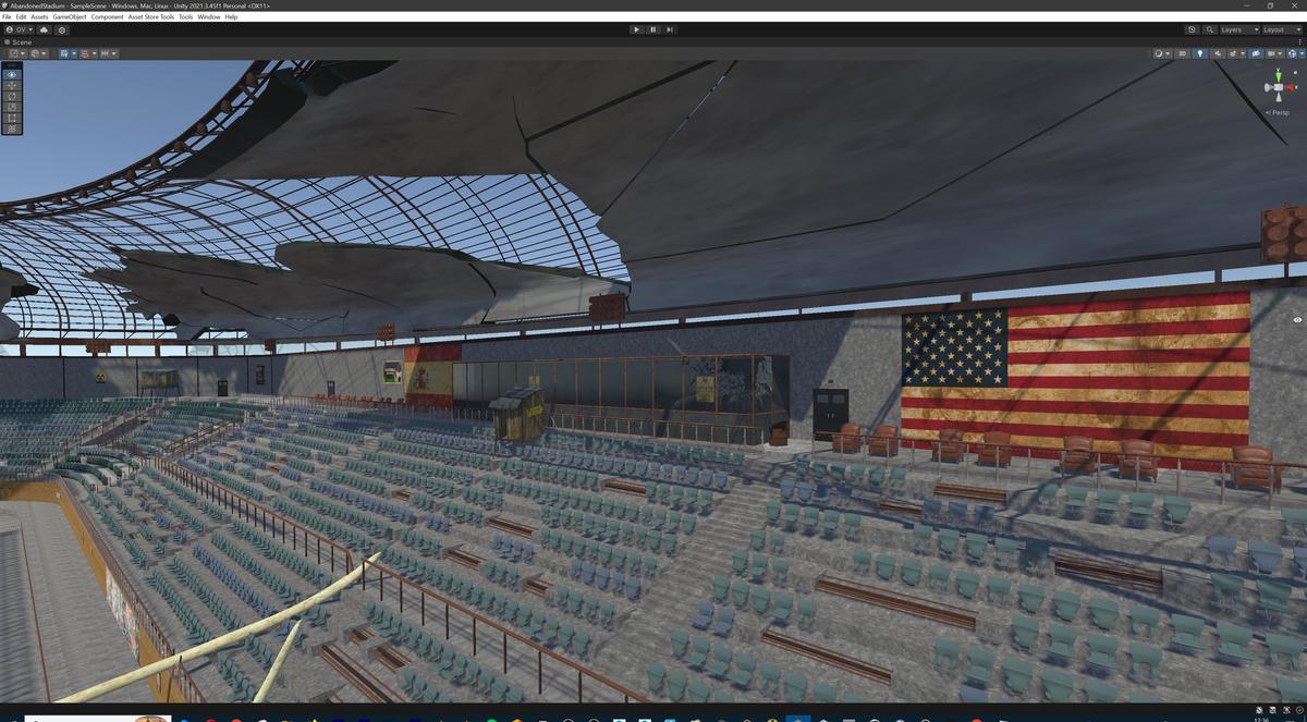 Abandoned Post-Apocalyptic Football Stadium - Modular Environment 3d Level