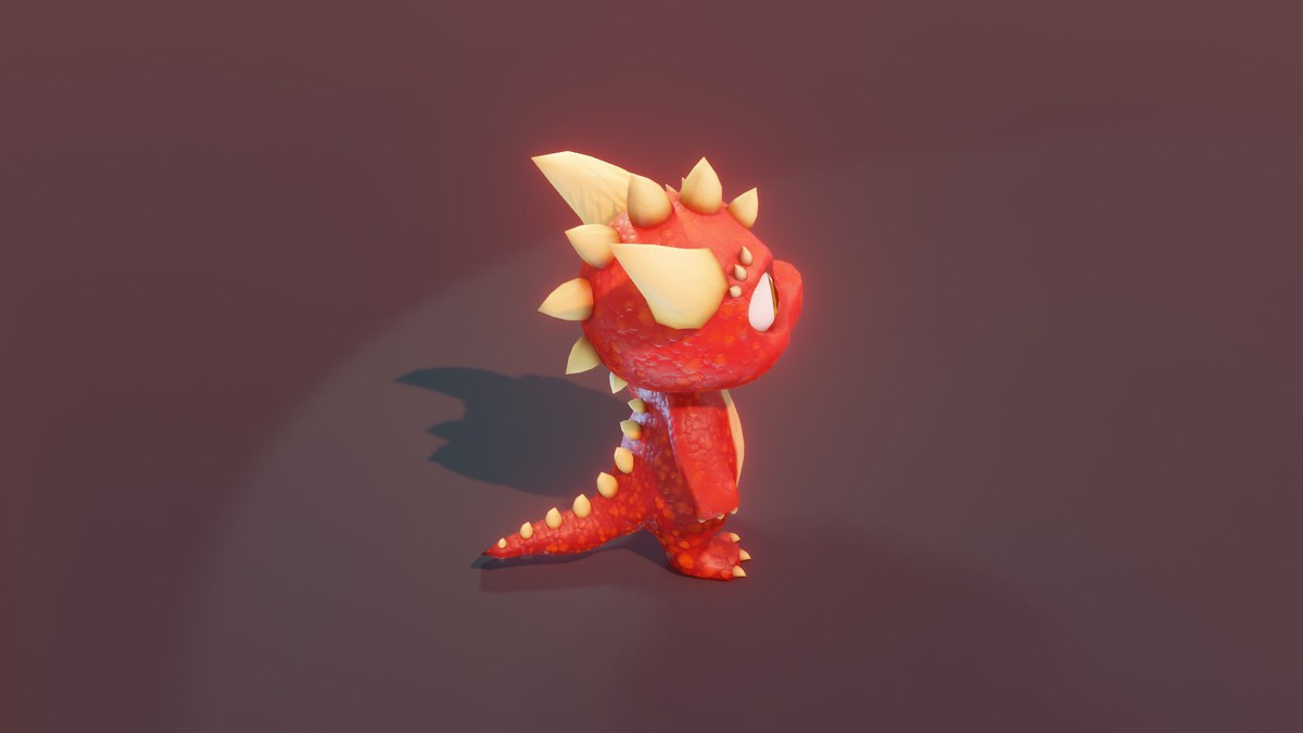 Cartoon Red Dinosaur 3D Model (Low-Poly, Game-Ready, Animated, Built-In)