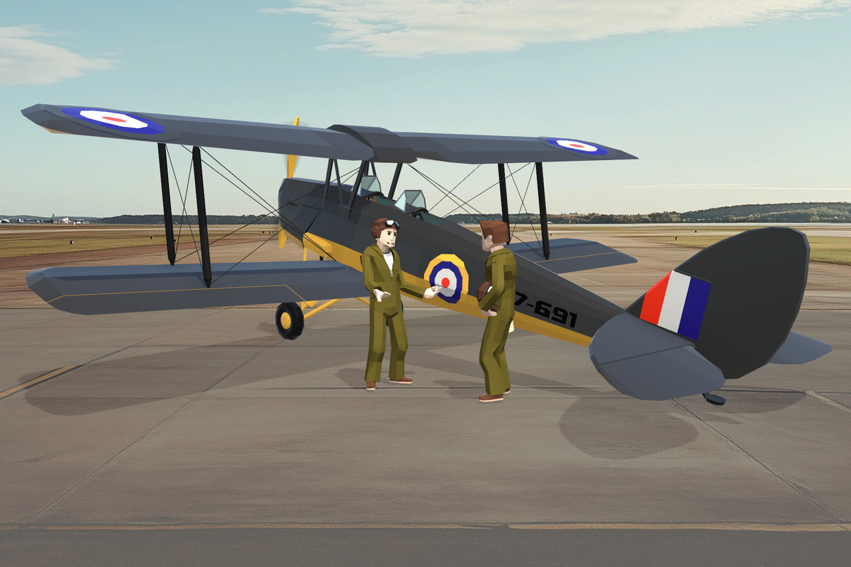 Tiger Moth - Low-poly Biplane with Pilot