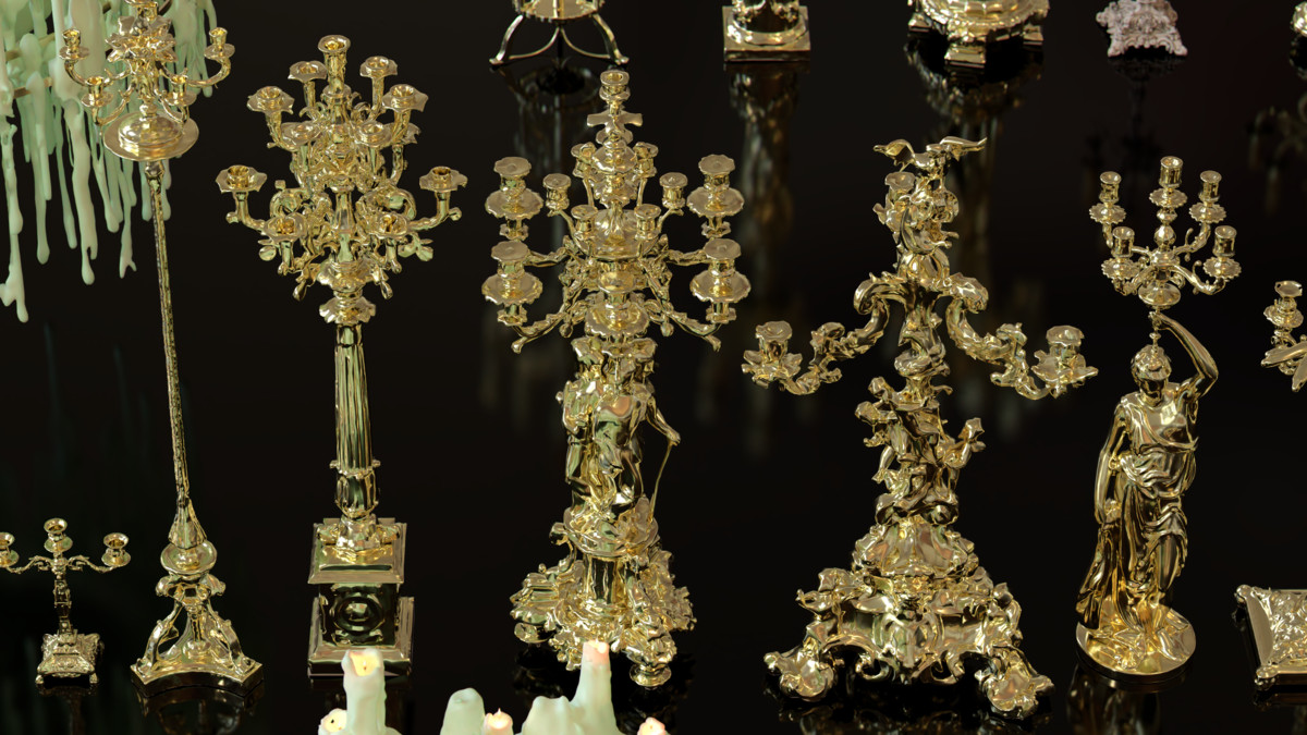Ornate Candles, CandleHolders, and Wax Sculptures - 133 Models Set