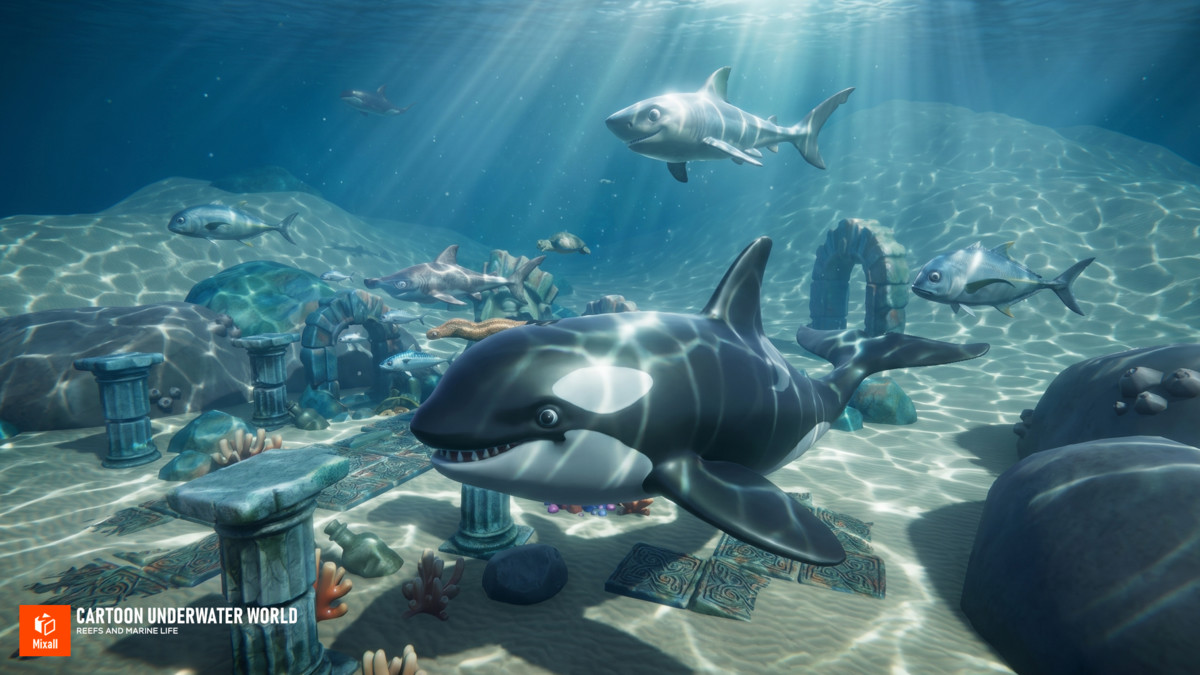 Cartoin Rocks Cartoon underwater world - Reefs and Marine life