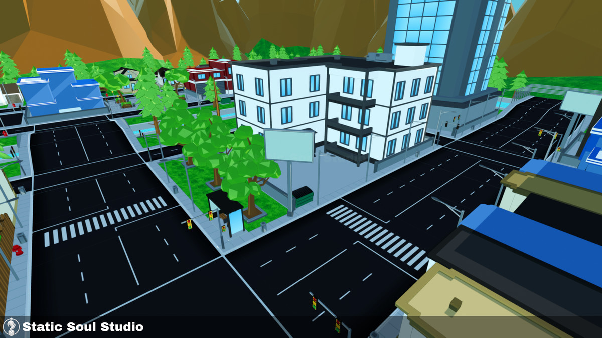 Low Poly City Pack – Modular Buildings, Roads & Props