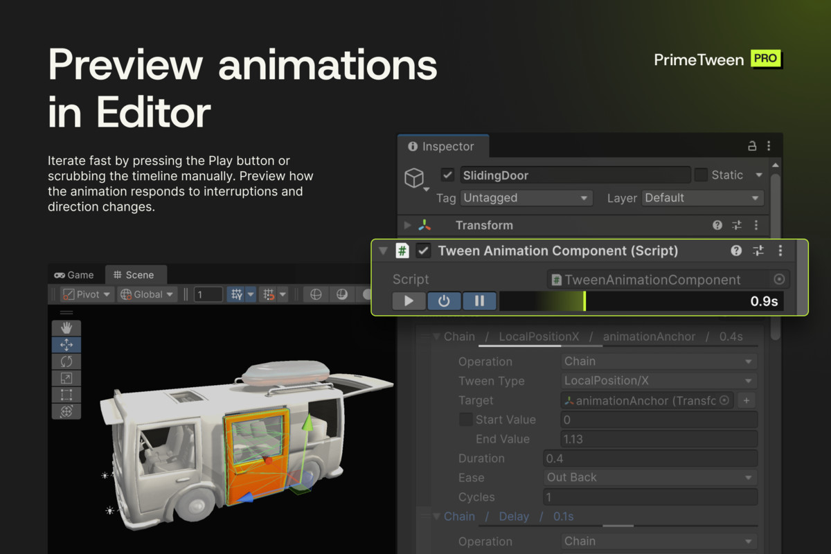 PrimeTween PRO · Code-Free Animations
