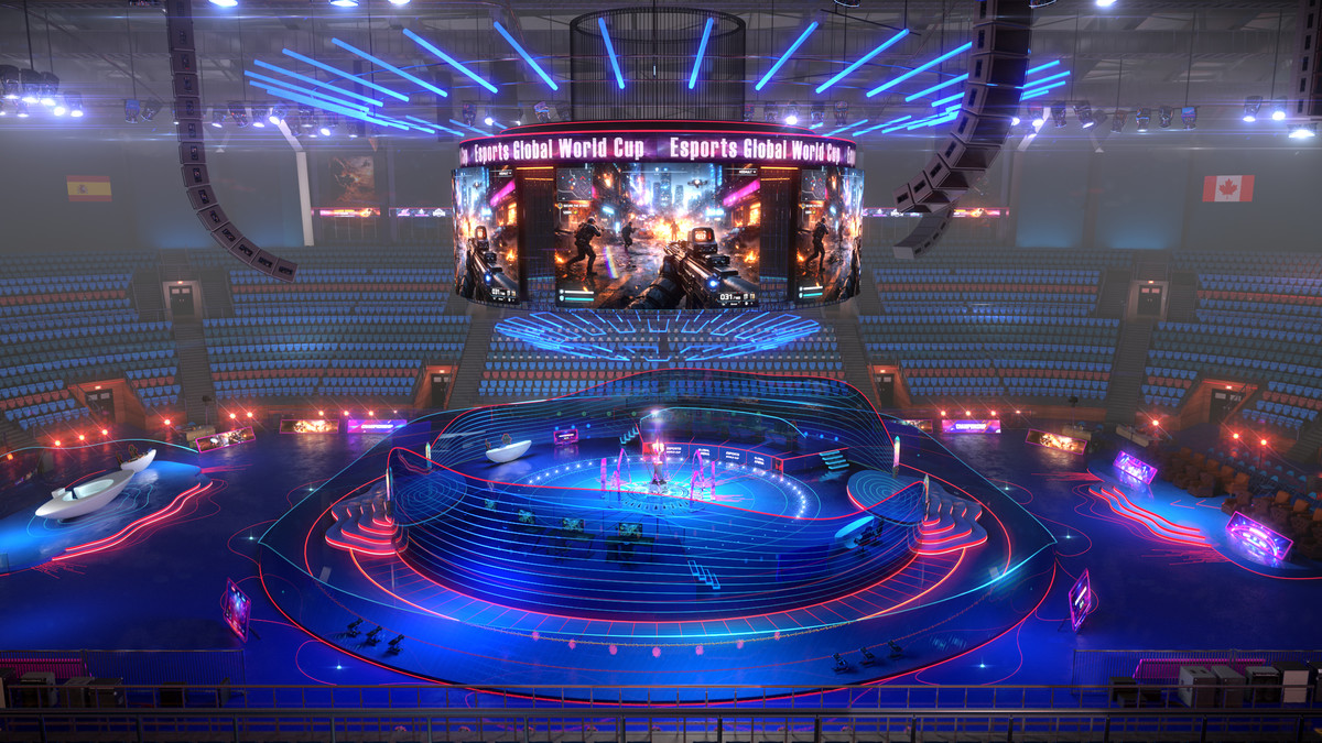Futuristic Esports Arena Stadium – Tournament Stage 3d Environment Level