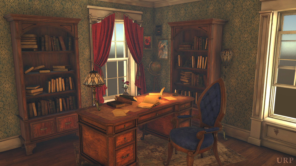 Vintage Velvet Mahogany Office Set