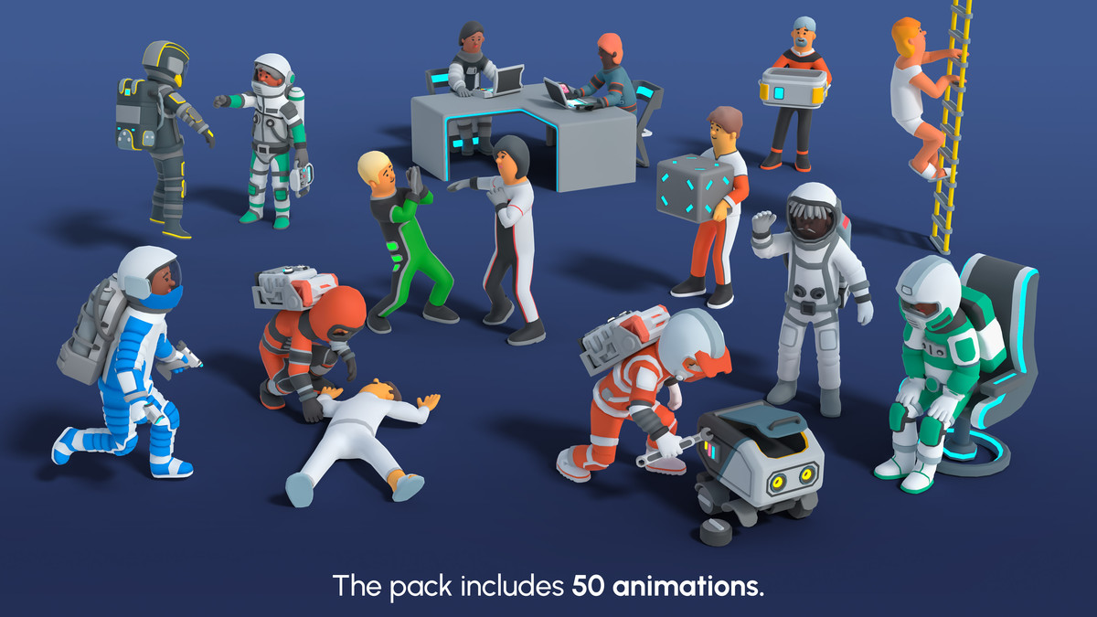 Astronaut Characters - Low Poly 3D Models Pack