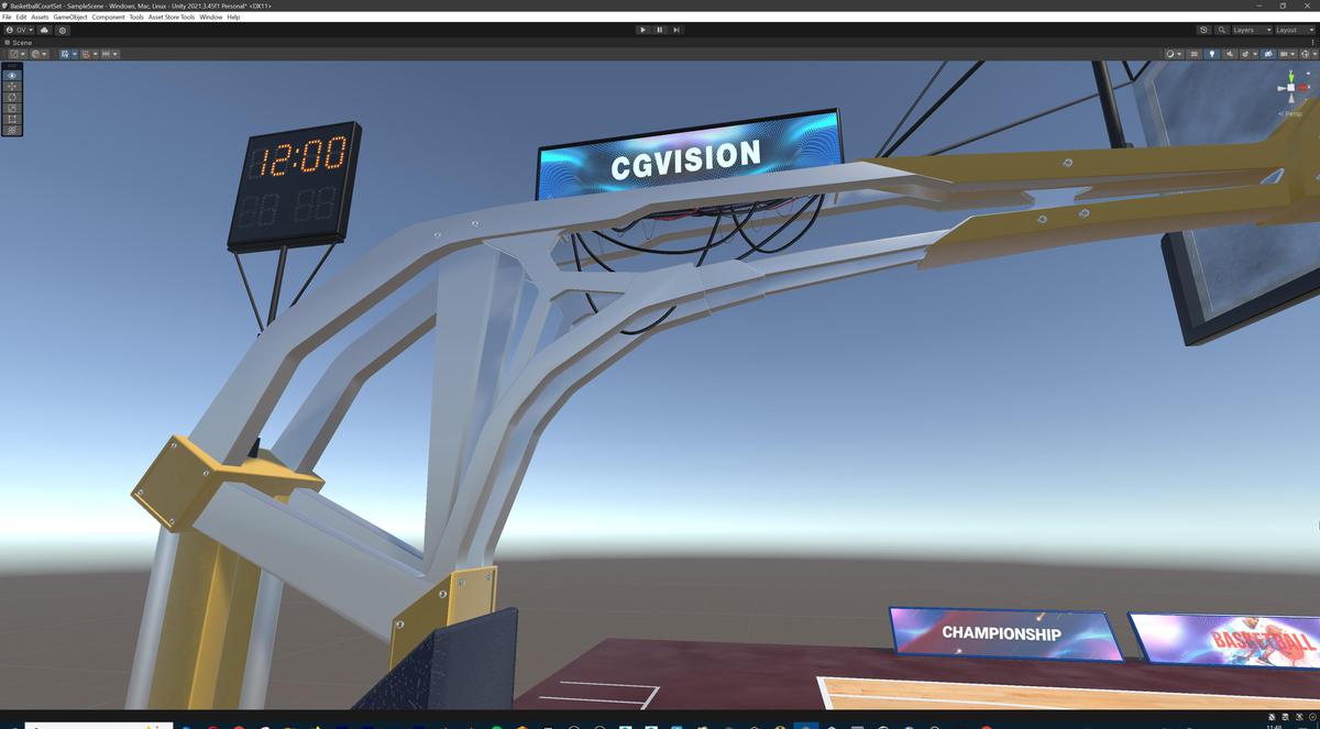 Basketball Court Set with Backboard, Hoop, Parquet, Balls, Digital Timer, Screen