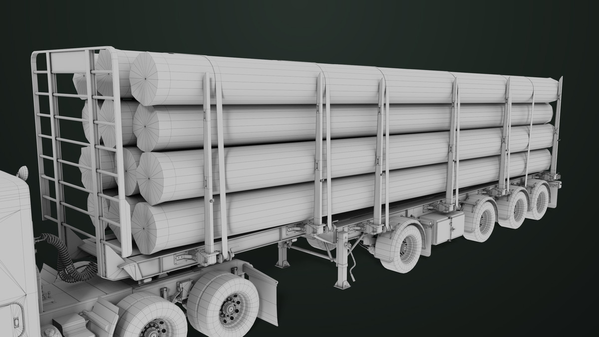 Truck 07 Log Trailer Green Version URP HDRP Textures