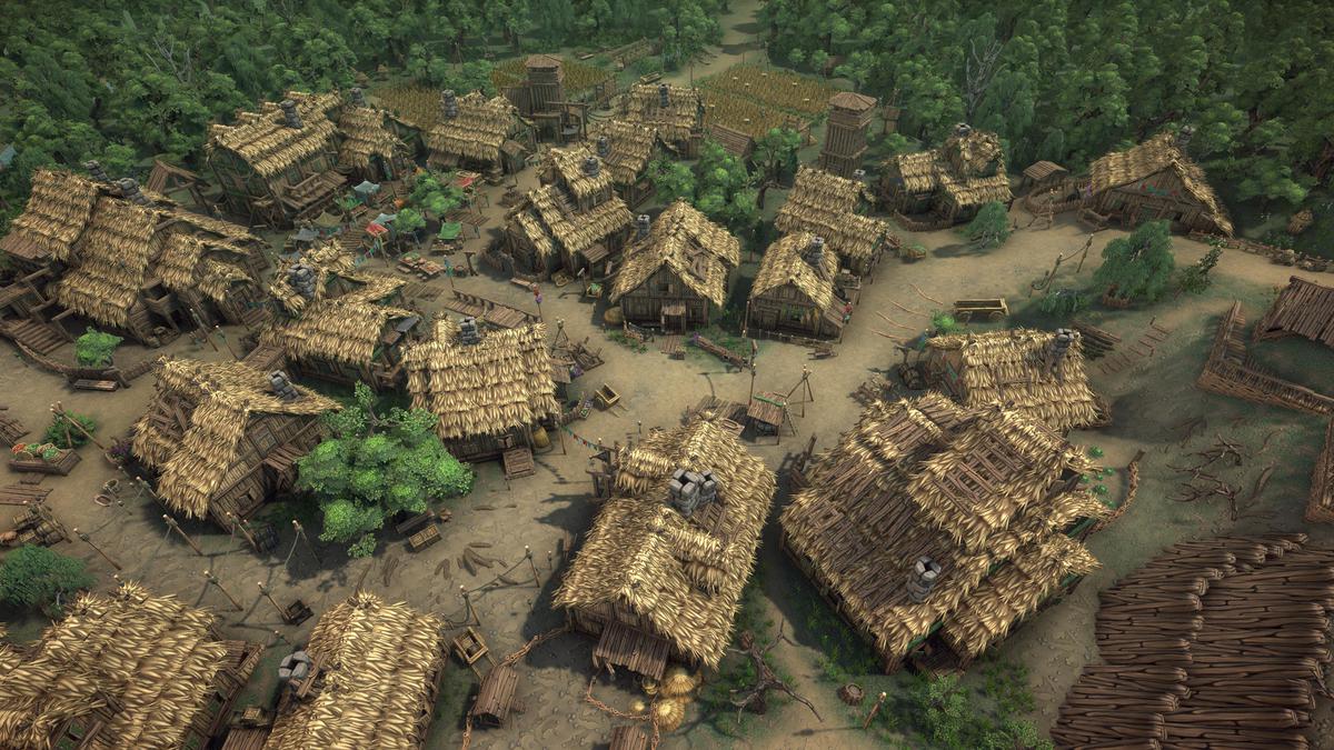 Stylized fantasy pagan village