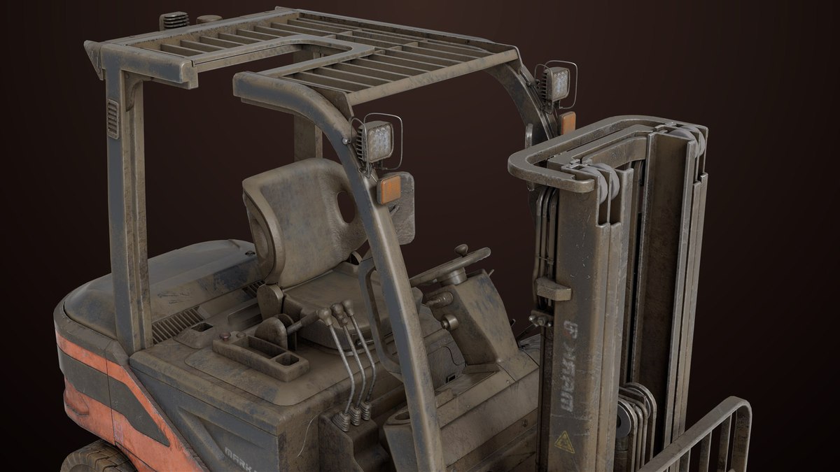 Old Dusty Forklift Truck03 Orange URP HDRP Textures