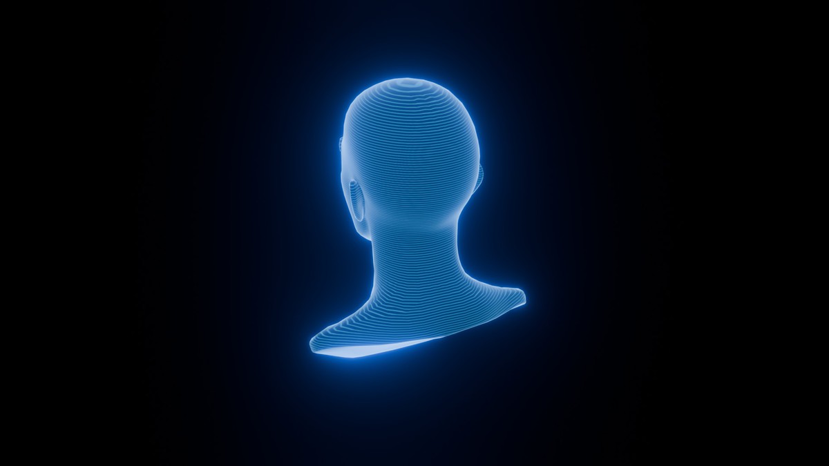 Anime Human Hologram Heads 3D Model Rigged with Facial Expressions