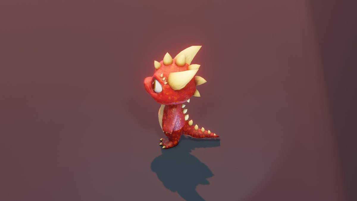 Cartoon Red Dinosaur 3D Model – Animated Character