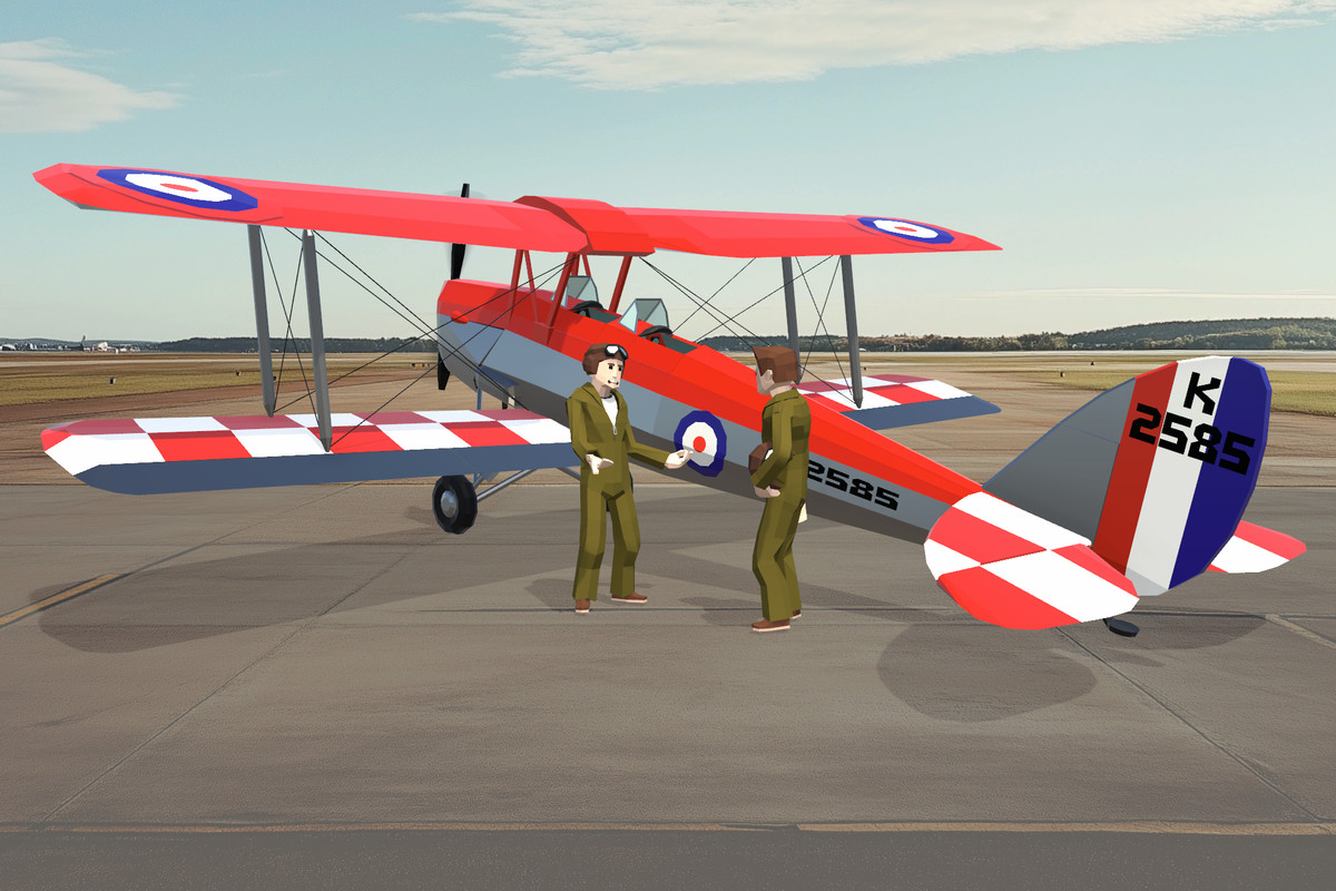 Tiger Moth - Low-poly Biplane with Pilot