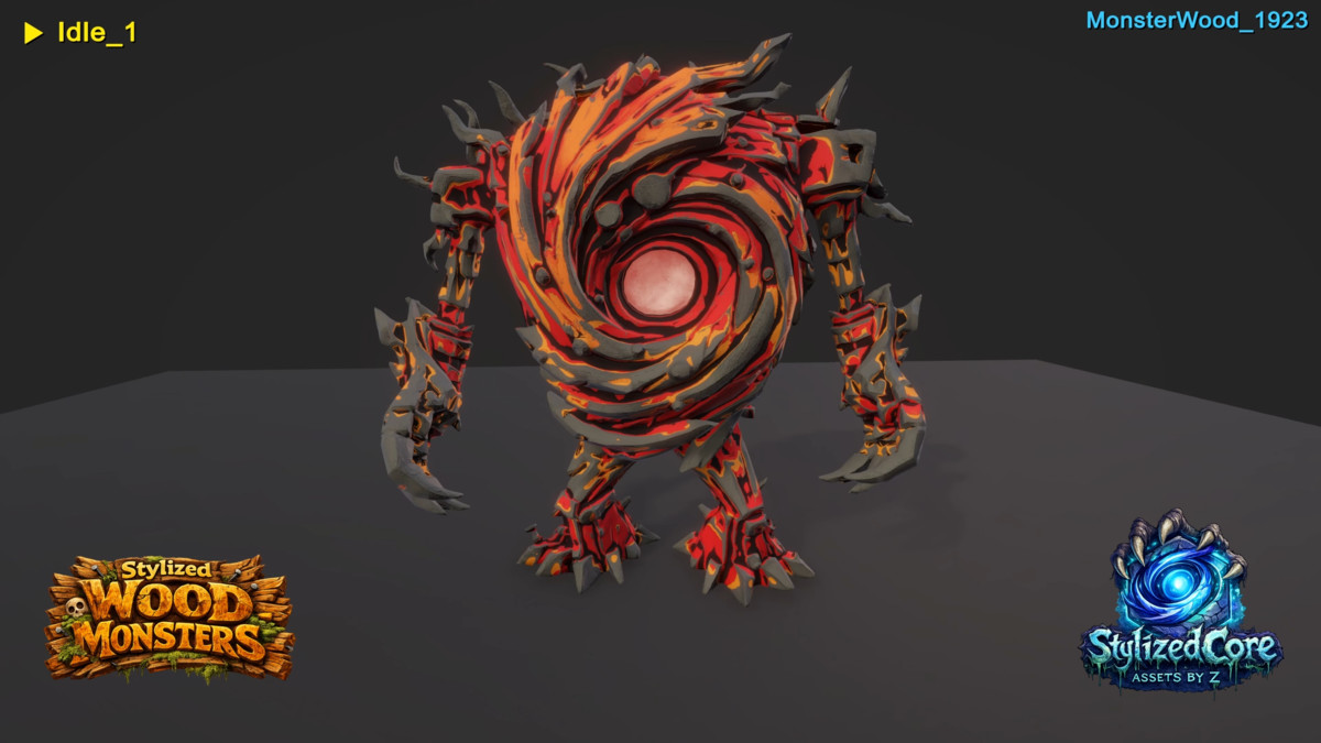 Stylized Wood Monster – Core Variant (Animated, LOD, Skins)