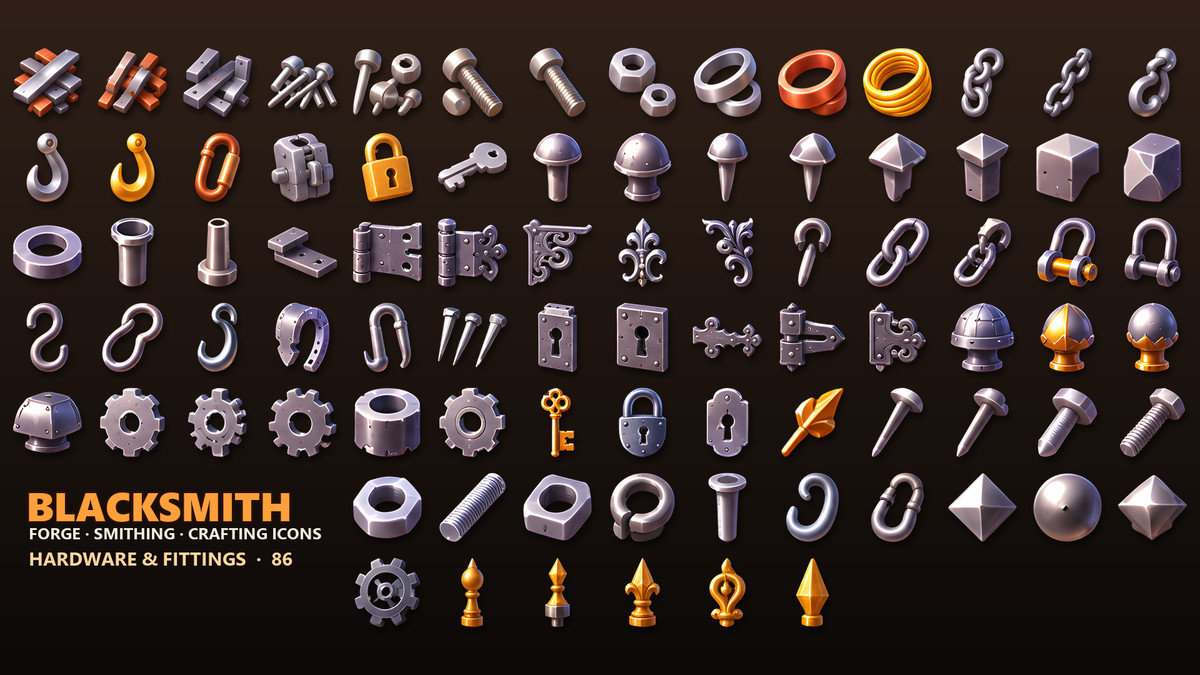 Blacksmith Icons - Ores, Tools & Weapon Parts