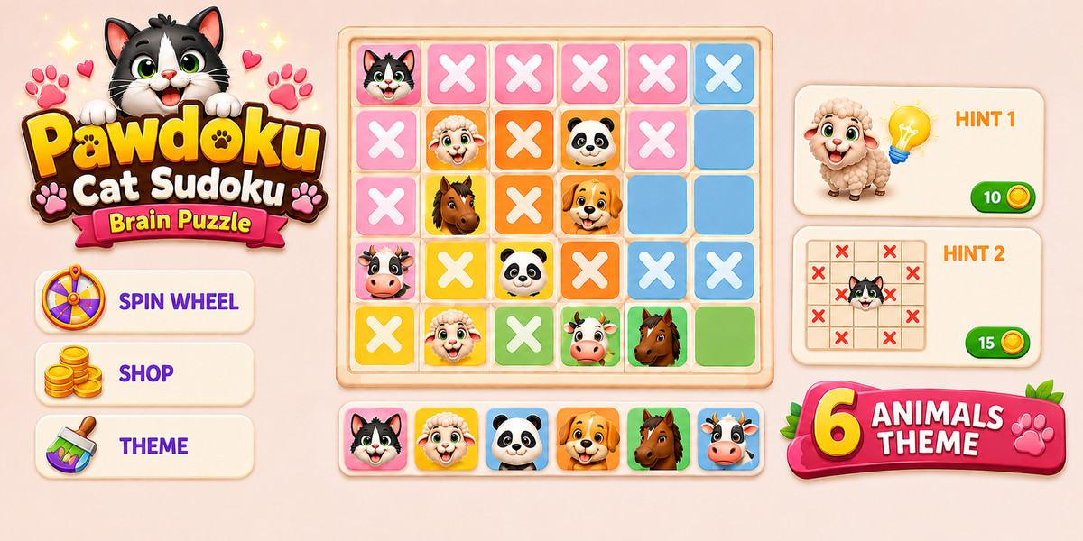 Pawdoku: 1500 levels Meow Sudoku Brain Puzzle Game Template
