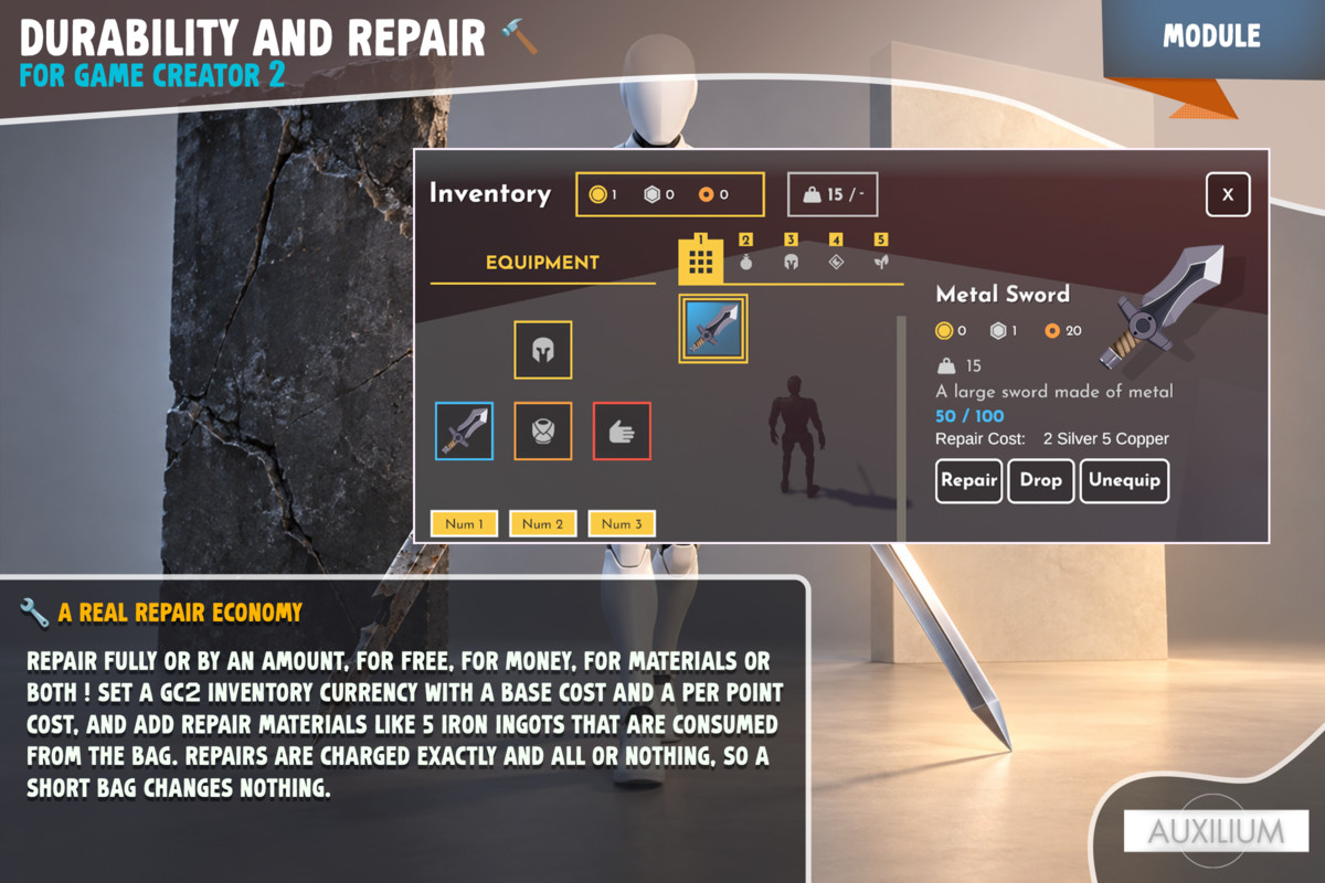Durability and Repair for Game Creator 2