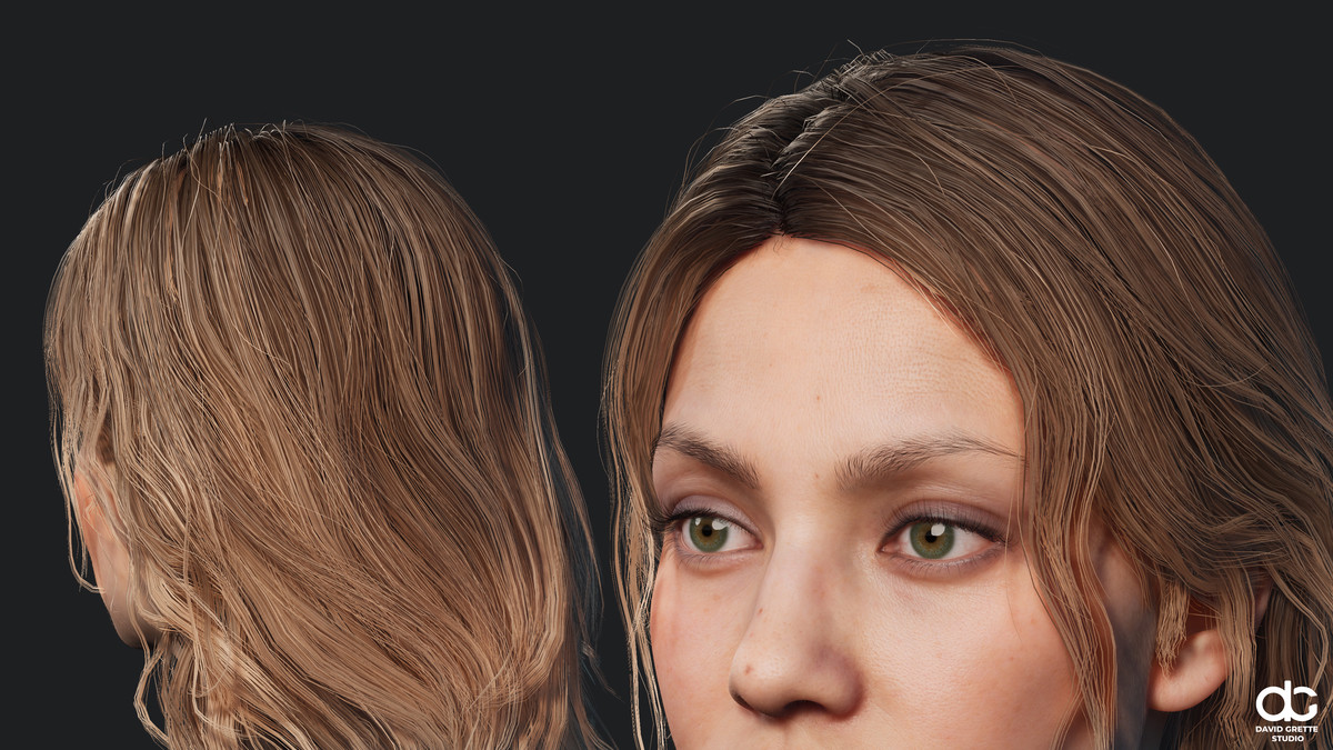 Realistic female hairstyles, pack #4 | Rigged hair, game-ready, low-poly